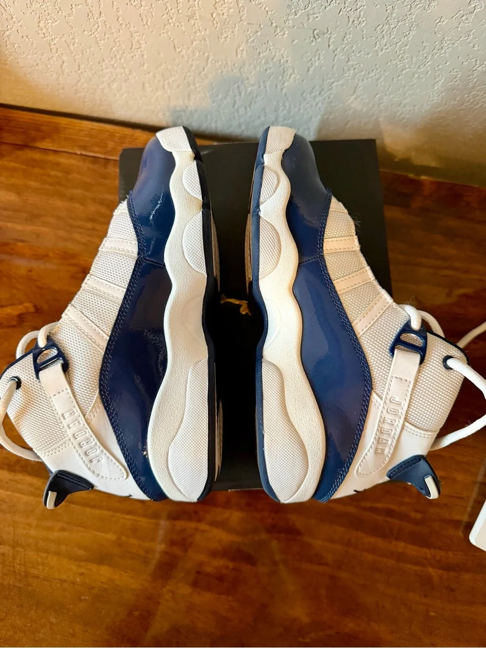 Jordan 6 Rings Boys' Navy and White High-Top Sneakers